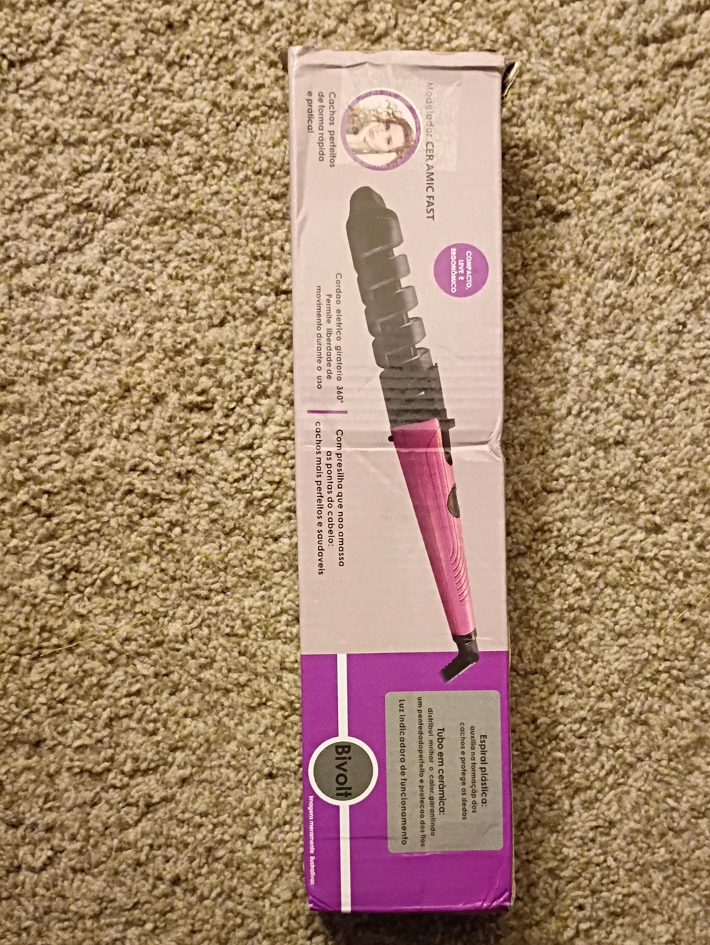 Philco Ceramic Fast Spiral Hair Curler Pink Bivolt New Damaged Box
